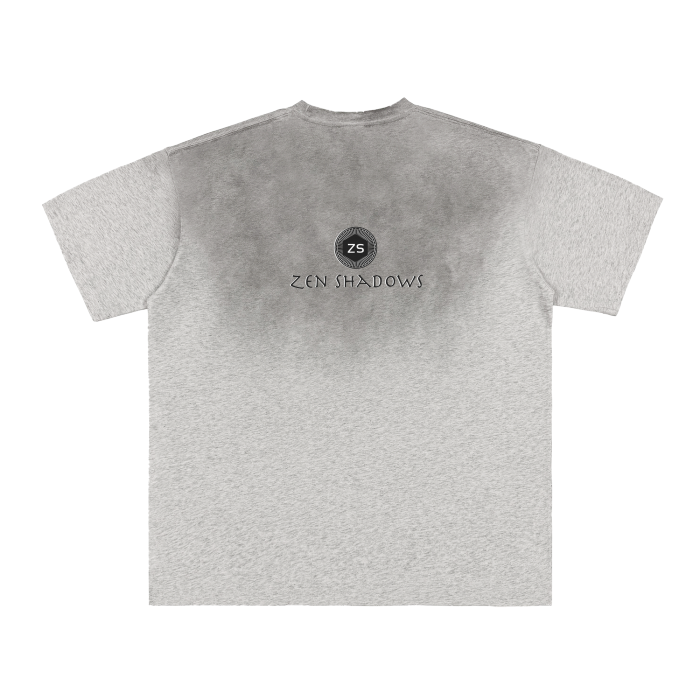 1st Pentacle of Jupiter Vintage Washed Grey Gradient on Frayed T-Shirt - Prosperity, Wealth and Success in Livelihood