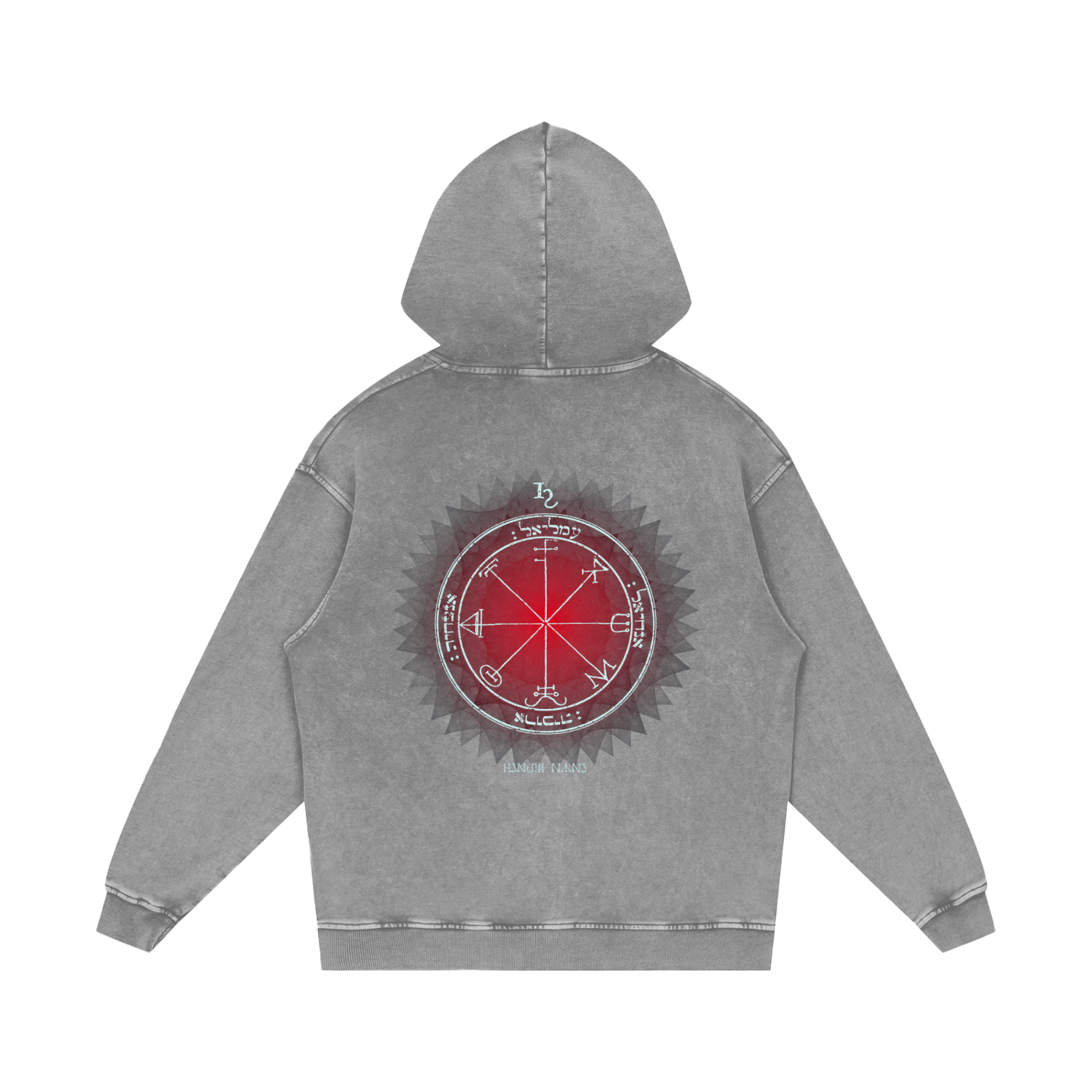 3rd Pentacle of Saturn Acid Wash Oversize Hoodie - Protection Against Negativity