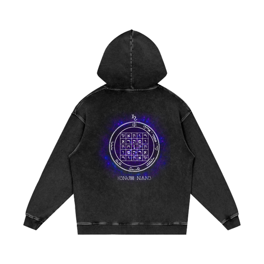 2nd Pentacle of Saturn Acid Wash Oversize Hoodie - Power of Persuasion