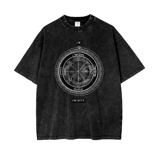 1st Pentacle of Jupiter Acid Wash Oversize T-Shirt - Prosperity, Wealth and Success in Livelihood