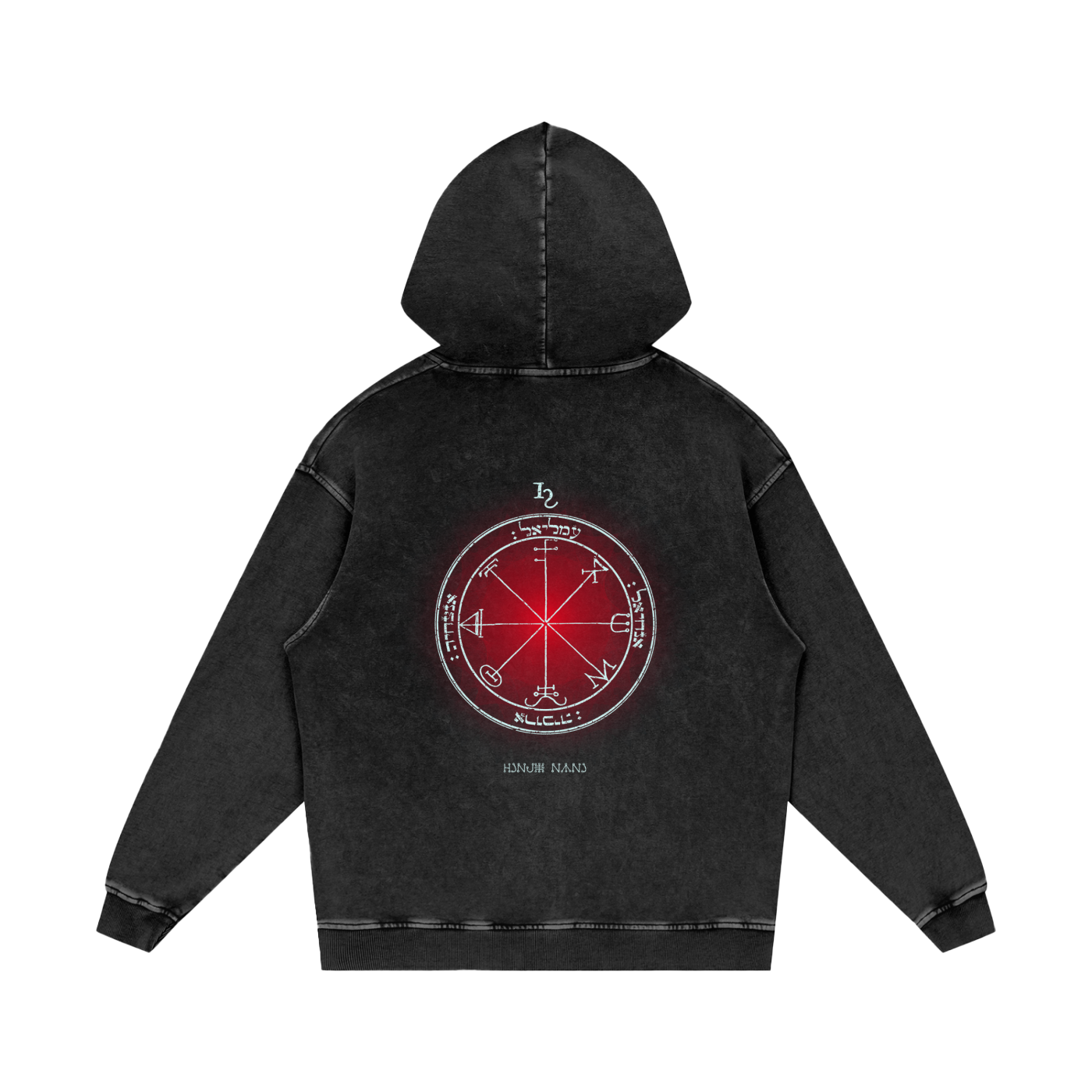 3rd Pentacle of Saturn Acid Wash Oversize Hoodie - Protection Against Negativity