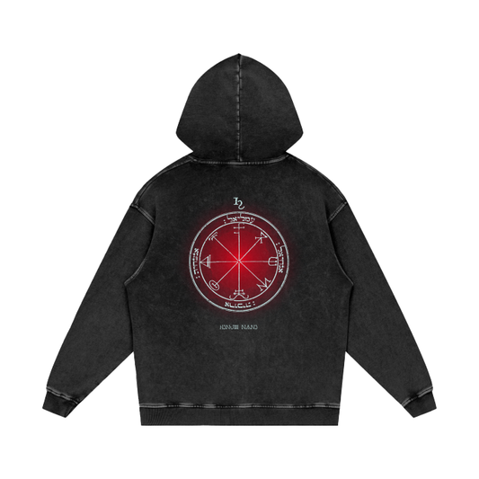 3rd Pentacle of Saturn Acid Wash Oversize Hoodie - Protection Against Negativity